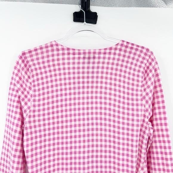 Talbots Pink Gingham Check Button Front Cardigan Sweater Womens Size Medium - Picture 9 of 11